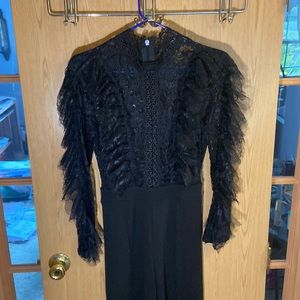 Long Black Lace Jumpsuit by Fashionova Sz Small
